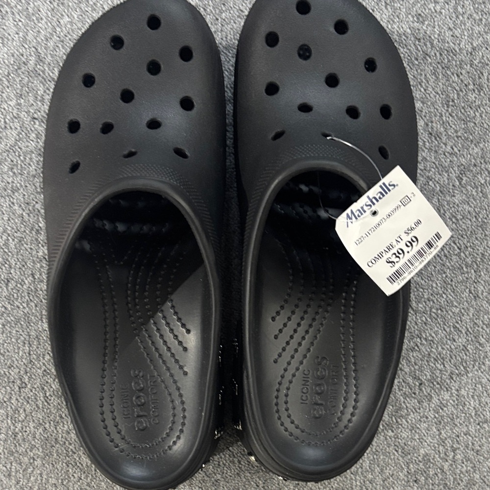 CROCS Classic Black Clogs with Heals